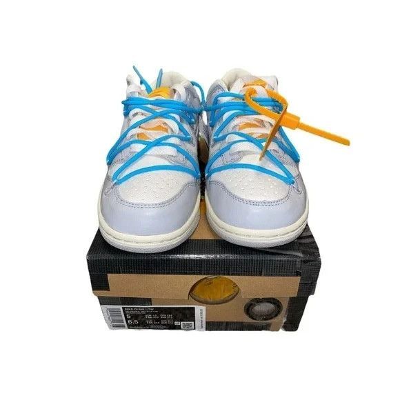 Nike Dunk Low x OFF WHITE LOT 2 Men's Size 5 Dead Stock Sail/Grey/Blue DM1602-11 - Picture 1 of 5